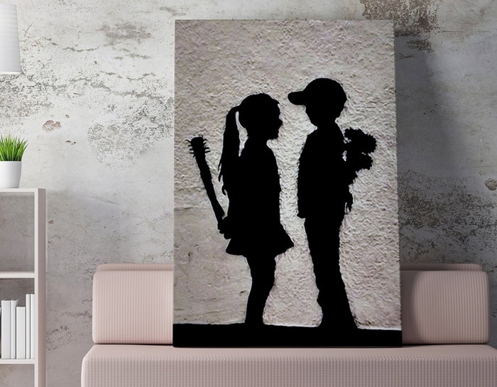 Wallity WY61 Banksy Lienzo Decorativo Enmarcado 50 x 70 cm Wallity WY61 Banksy Lienzo Decorativo Enmarcado 50 x 70 cm